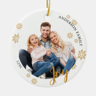 Custom Elegant 2 side Family Photo Christmas Ceramic Tree Decoration
