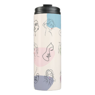 Custom Elegant Abstract Woman Line Thermal Tumbler