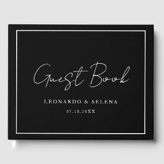 Custom Elegant and modern black white wedding Guest Book