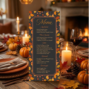 Custom Elegant Autumn Leaves Calligraphic Menu