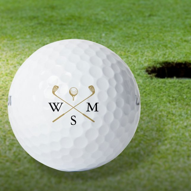 Custom Elegant Black And Gold Monogram Golf Balls (Custom Elegant Black And Gold Monogram Golf Balls)
