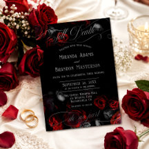 Custom Elegant Black and Red Floral Wedding