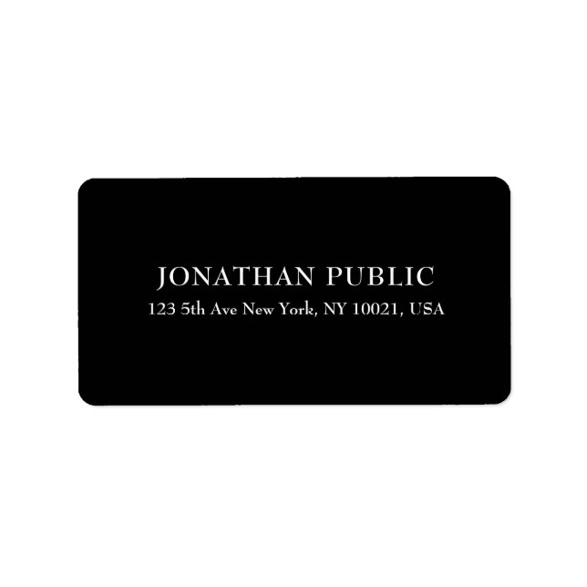 Custom Elegant Black And White Simple Template Label (Front)