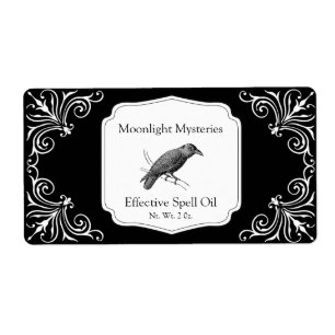 Custom Elegant Black Flourish Dropper Bottle Label