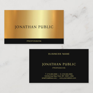 Custom Elegant Black & Gold Template Professional Business Card