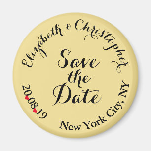 Custom Elegant Black Gold Wedding Save the Date Magnet