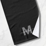 Custom Elegant Black Name Monogram Hand Towel<br><div class="desc">Personalised Custom Create Your Own Black and White Initial Name Monogram Bath Hand Towel. Add a touch of elegance to your bathroom with this stylish monogrammed hand towel, designed with a tri-fold style for a neat and refined look. It features a bold grey initial paired with a flowing white script...</div>