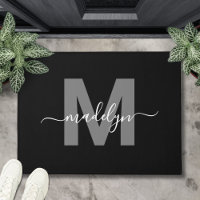 Custom Elegant Black White Monogram Script Name