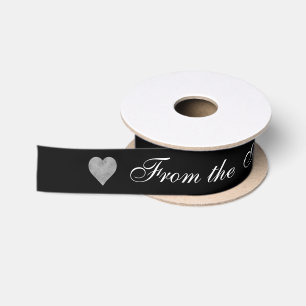 Custom Elegant Black with Heart Addressee Gift Satin Ribbon