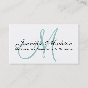 Custom Elegant Blue Monogram Mummy Calling Card
