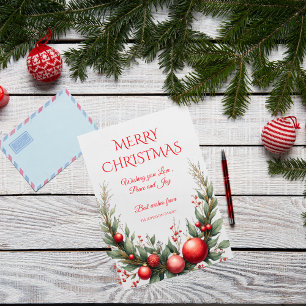 Custom Elegant Botanical Minimalist Christmas Holiday Card