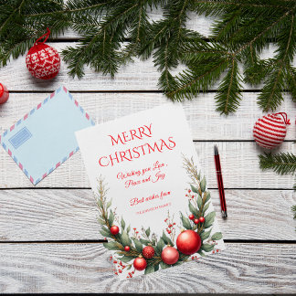Custom Elegant Botanical Minimalist Christmas Holiday Card