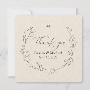 Custom Elegant Botanical Wreath Wedding Thank You Card