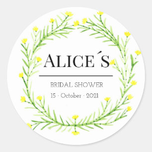 Custom Elegant Bridal Shower Floral Bohemian Classic Round Sticker