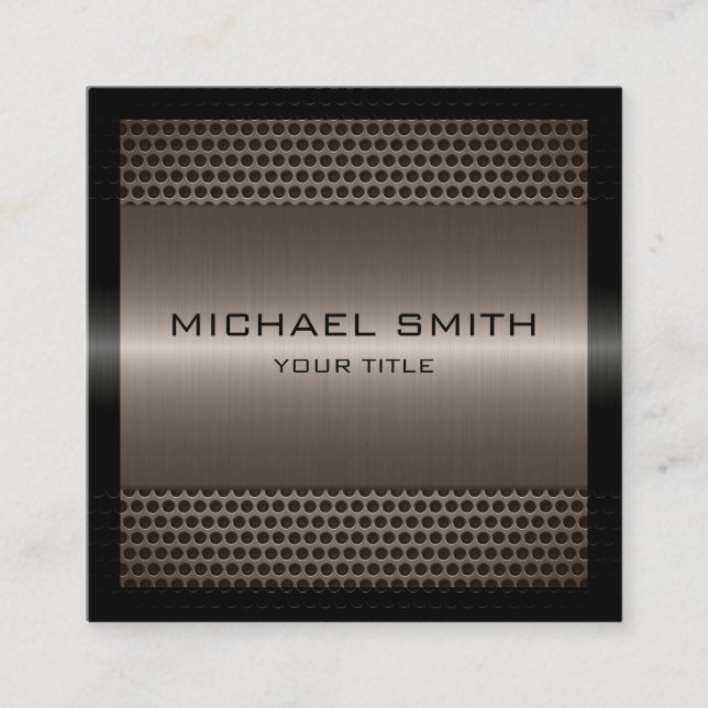 Custom Elegant Bronze Stainless Metal Square Business Card (Front)