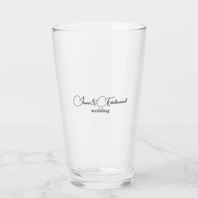Custom Elegant Calligraphy Text Wedding Glasses (Front)