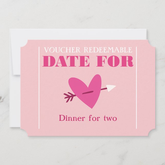 Custom elegant chic "Date Coupon" Valentine Gift Holiday Card (Front)