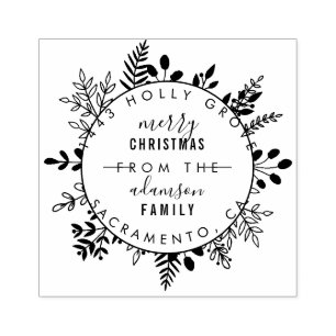 Custom Elegant Christmas Greeting Return Address Rubber Stamp