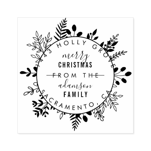 Custom Elegant Christmas Greeting Return Address Rubber Stamp (Imprint)