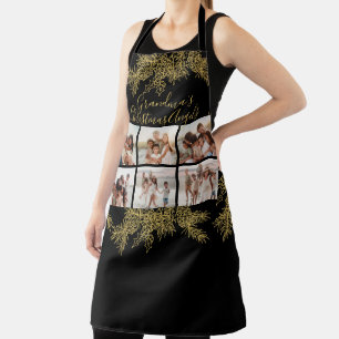 Custom Elegant Christmas Photo Collage Grandma's  Apron