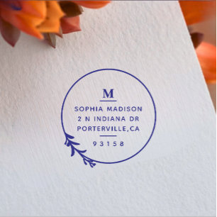 Custom Elegant Classic Address Violet Text Self-inking Stamp