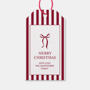 Custom Elegant Classic Christmas Stripe Gift Tags