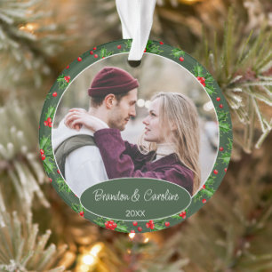 Custom Elegant Classic Couple Photo 1st Ornament