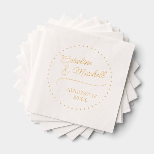 Custom Elegant Classy Couple Names Foil Napkins (Insitu (Stacked))