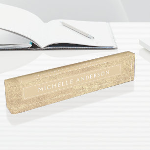 Custom Elegant Classy Gold Foil Nameplate