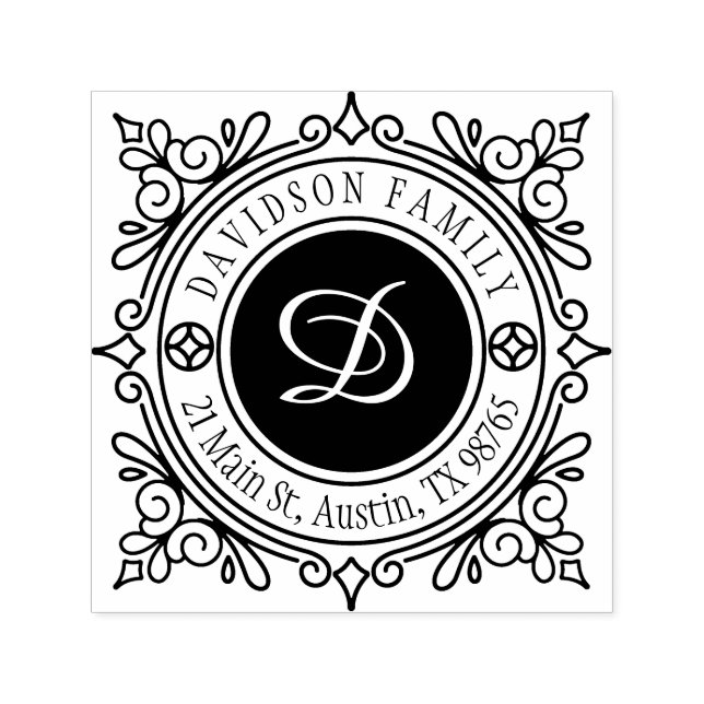 Custom Elegant Classy Monogram Return Address Self-inking Stamp (Design)