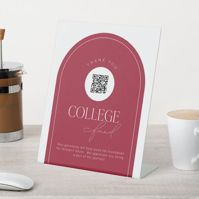 Custom Elegant College Fund QR Code Pedestal Sign (In SItu)
