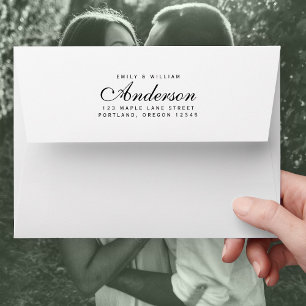 Custom Elegant Couple Family Name Return Address Envelope