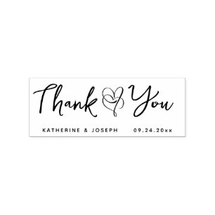 CUSTOM ELEGANT & CUTE HEART THANK YOU WEDDING RUBBER STAMP