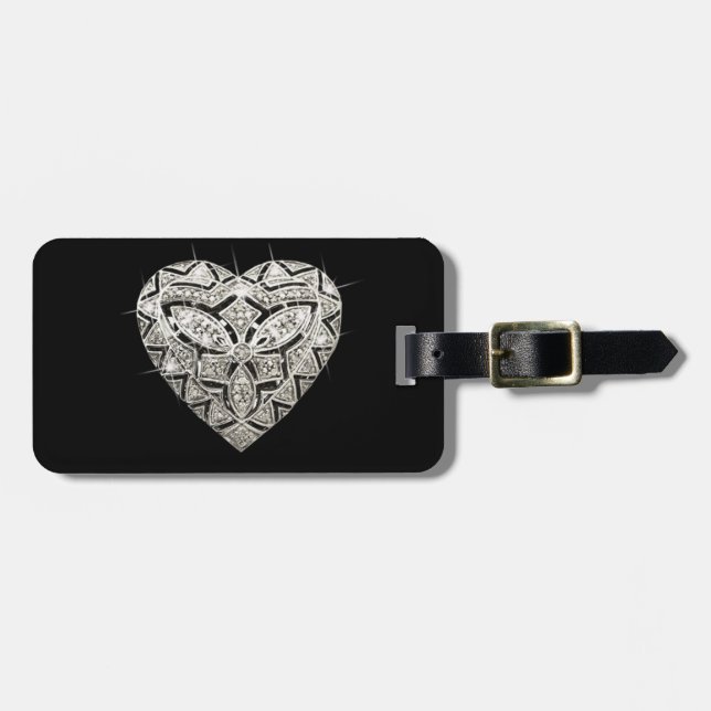 Custom Elegant Designer Heart Luggage Tag (Front Horizontal)