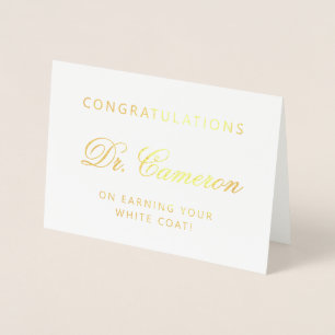 Custom Elegant Doctor White Coat Congratulations Foil Card