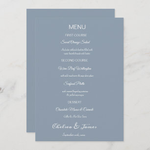Custom Elegant Dusty Blue Calligraphy Wedding Menu