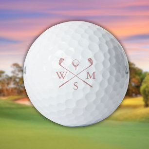 Custom Elegant Dusty Rose Pink Monogram Golf Balls