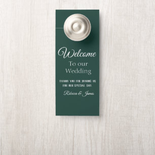 Custom Elegant  Emerald Green Wedding Welcome  Door Hanger