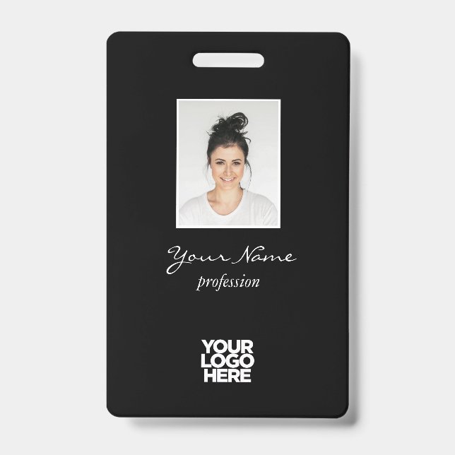 Custom Elegant Employee Photo, BarCode, Logo, Name ID Badge (Front)