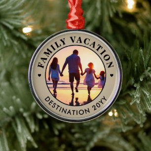 Custom Elegant Family Vacation Family Trip Photo Metal Tree Decoration