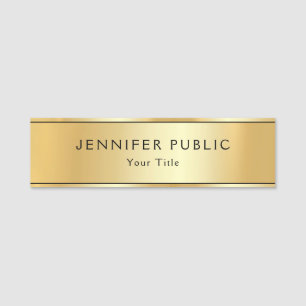 Custom Elegant Faux Gold Modern Template Trendy Name Tag