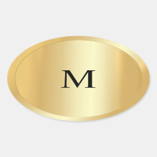 Custom Elegant Faux Gold Monogram Template Oval Sticker