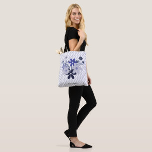 Custom elegant floral blue purple violet pattern tote bag