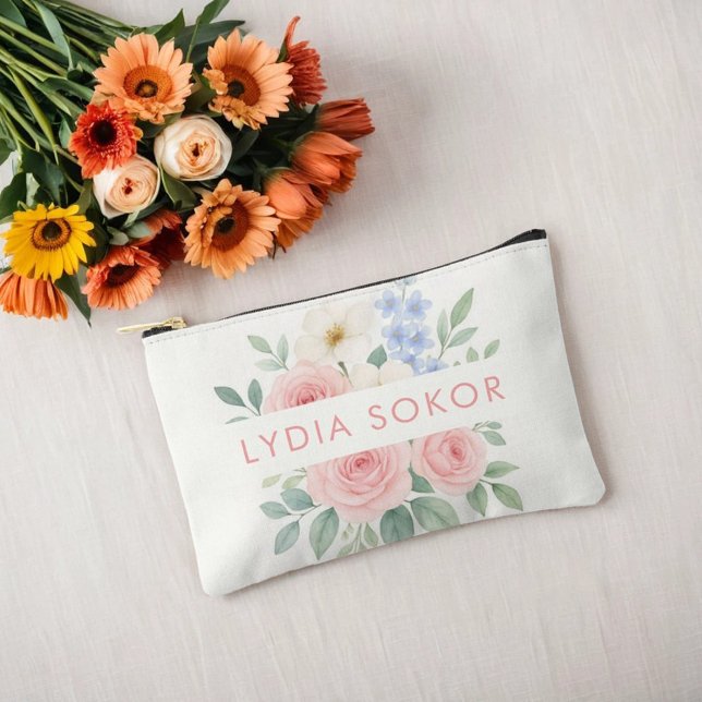 Custom Elegant Floral Watercolor  Accessory Pouch (Creator Uploaded)