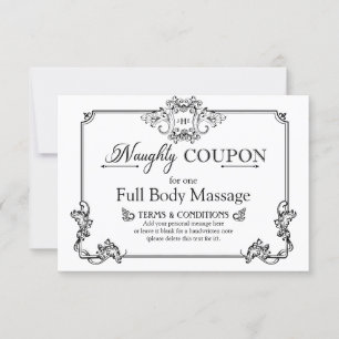 Custom elegant fun "Naughty Coupon" Valentine Gift