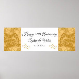 Custom Elegant Gold 50th Happy Anniversary Party Poster