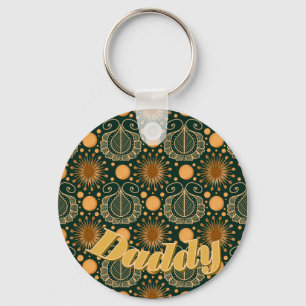 Custom Elegant Gold Boho Ornamental Pattern  Key Ring