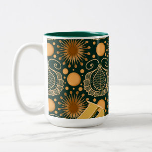 Custom Elegant Gold Boho Ornamental Pattern  Two-Tone Coffee Mug