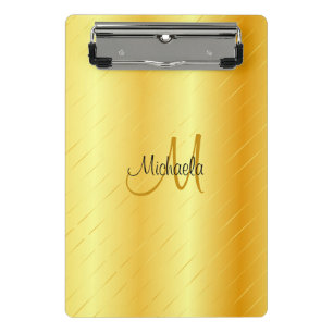 Custom Elegant Gold Look Monogram Template Mini Clipboard