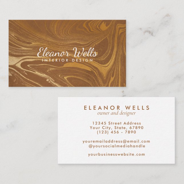 Custom Elegant Gold Marble Creative Professional Business Card (Front/Back)